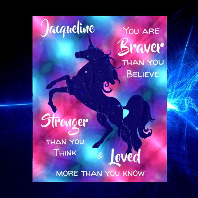 Pink Unicorn Inspiring Teen Girl Quote Fleece Blanket (Creator Uploaded)