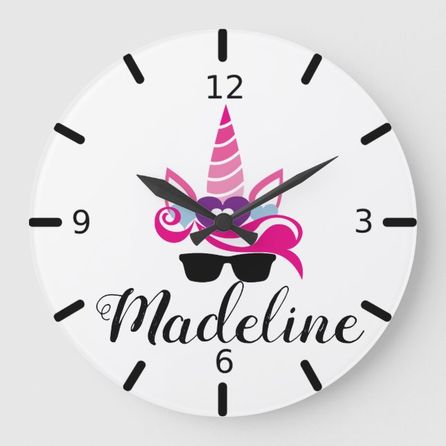 Pink Unicorn Large Clock (Front)