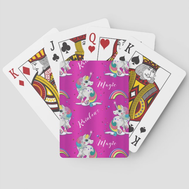Pink Unicorn Magic Playing Cards (Back)