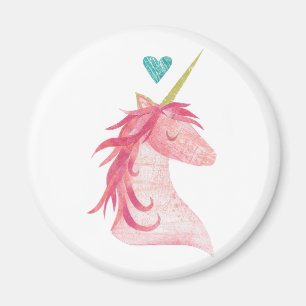 Pink Unicorn Magic with Heart Magnet