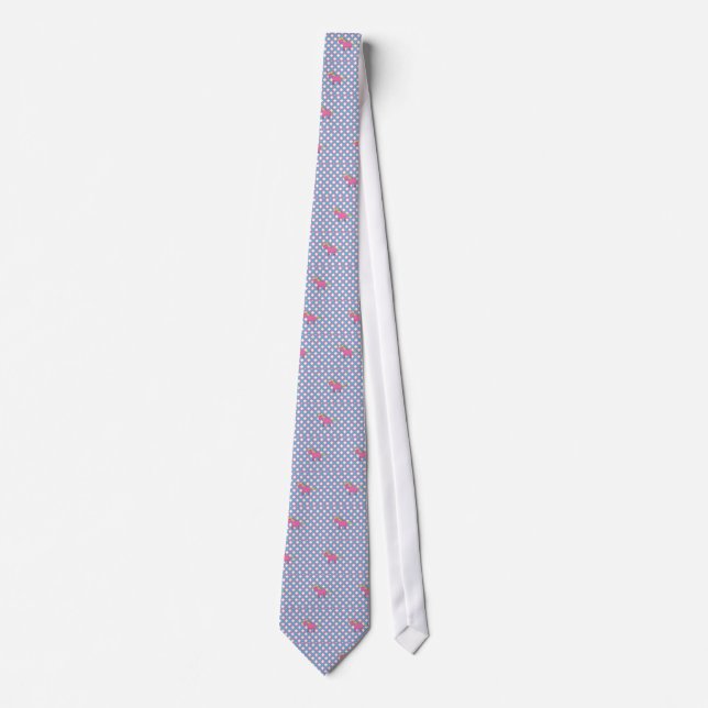 Pink unicorn on argyle background tie (Front)