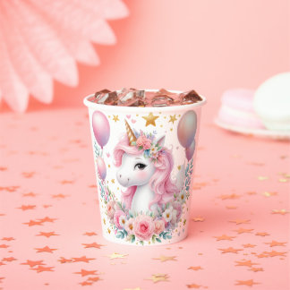 Pink Unicorn  Paper Cups