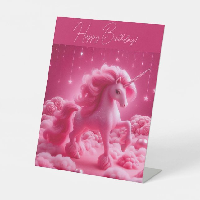 pink unicorn pedestal sign (Front)