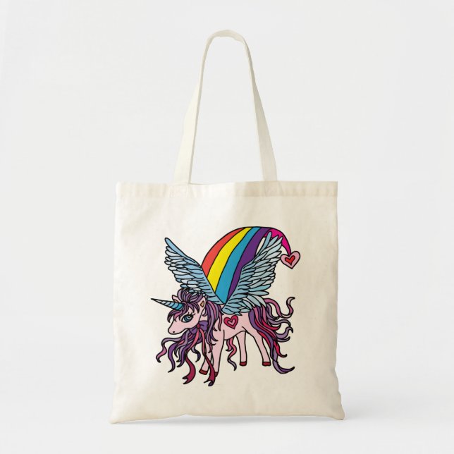 Pink Unicorn Pegasus Tote Bag (Front)
