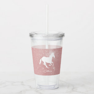 Pink Unicorn Personalised Acrylic Tumbler