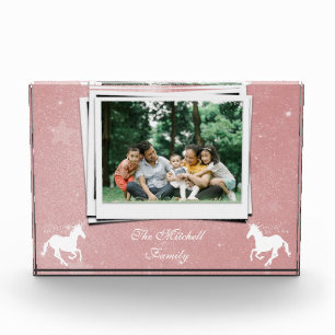 Pink Unicorn Personalised Family Photo Block