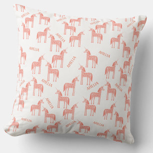 Pink Unicorn Personalised Name Cushion