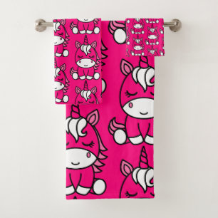 Pink Unicorn Pony Bath Towel Set