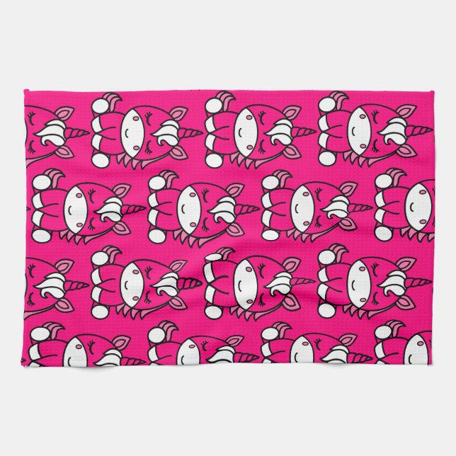 Pink Unicorn Pony Tea Towel (Horizontal)