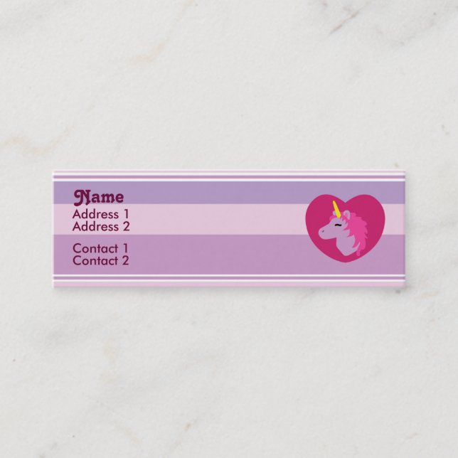 Pink Unicorn Profile Cards (Front)