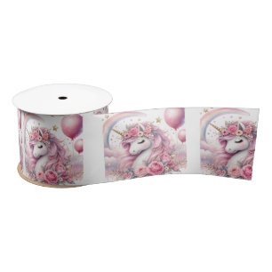Pink Unicorn  Satin Ribbon