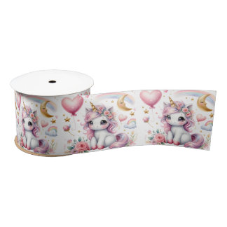 Pink Unicorn  Satin Ribbon
