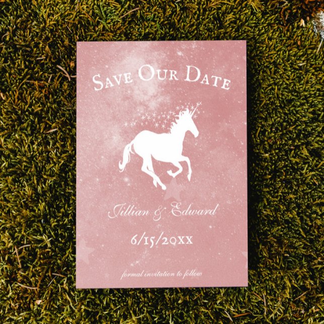 Pink Unicorn Save The Date Announcement (Pink Unicorn Save the Date Wedding Announcement)