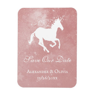 Pink Unicorn Save The Date Magnet