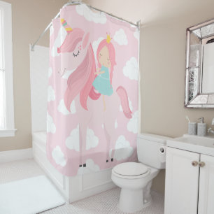 Pink Unicorn Shower Curtain