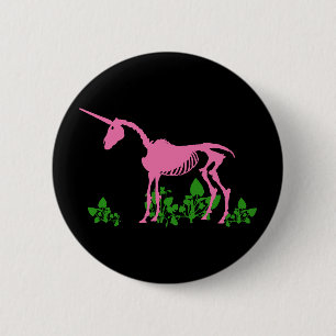 Pink Unicorn Skeleton 6 Cm Round Badge