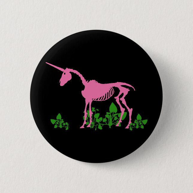 Pink Unicorn Skeleton 6 Cm Round Badge (Front)
