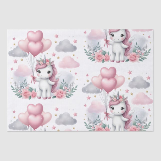 Pink Unicorn  Tissue Paper (Front)