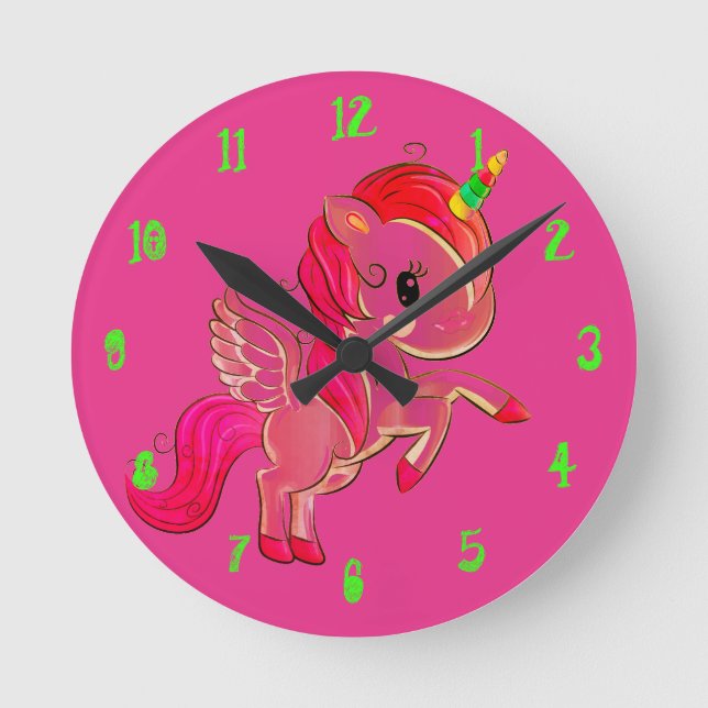 Pink Unicorn Wall clock (Front)