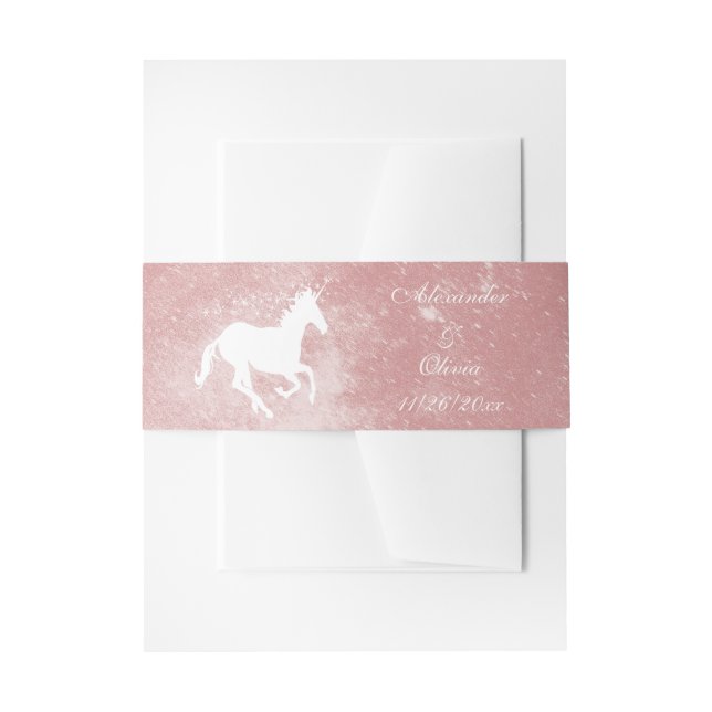 Pink Unicorn Wedding Invite Belly Band Invitation Belly Band (Front Example)