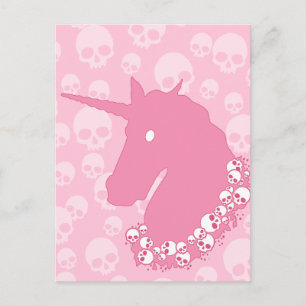 Pink Unicorn with Skulls Postcard
