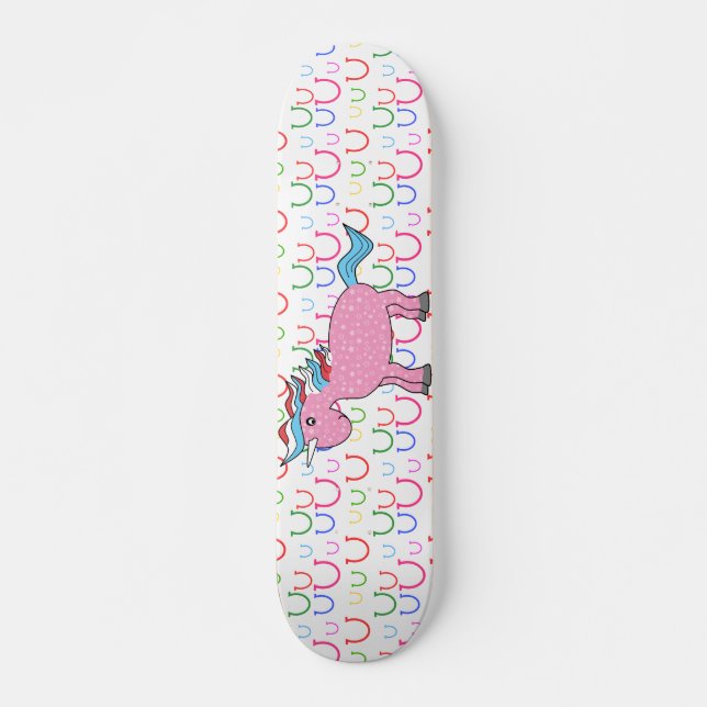 Pink unicorn with white stars skateboard (Front)