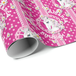 Pink Unicorns are Magic Personalised Birthday Wrapping Paper