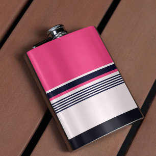 Pink Uniform Stripes Hip Flask