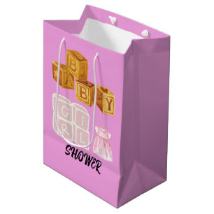Pink Unique Baby Girl Dice Baby Shower Gift Bag