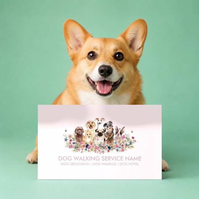 Pink Unique Dog Groomer Pet Business Card (Creator Uploaded)
