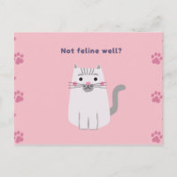 Pink Unwell Cat Icon Greeting