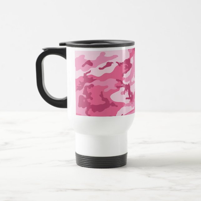 Pink Urban Camoflage Pattern Travel Mug (Left)