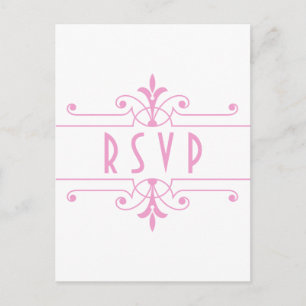Pink v2 Fancy Ornamental RSVP Postcard
