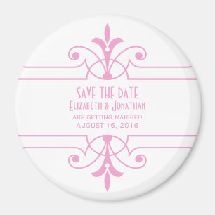 Pink v2 Fancy Ornamental Save the Date Magnet