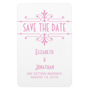 Pink v2 Fancy Ornamental Save the Date Magnet