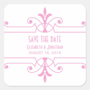 Pink v2 Fancy Ornamental Save the Date Stickers