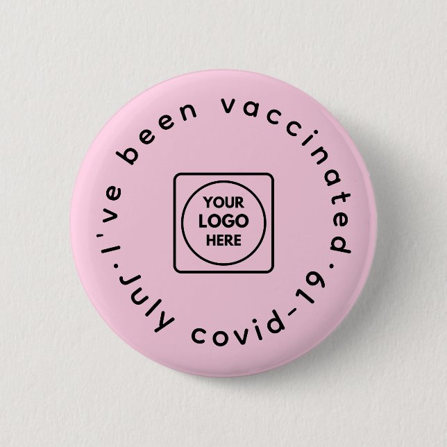Pink Vaccinated Logo | Modern Covid-19 Awareness  6 Cm Round Badge (Front)