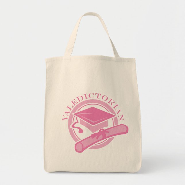 Pink Valedictorian Graduation Gift Tote Bag (Front)