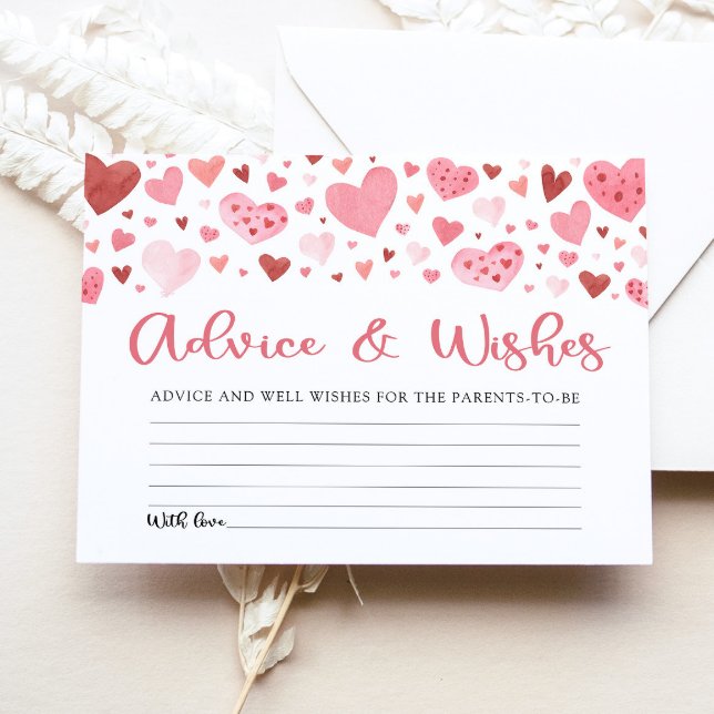 Pink Valentine Advice and Wishes Baby Shower Game Enclosure Card (Creator Uploaded)