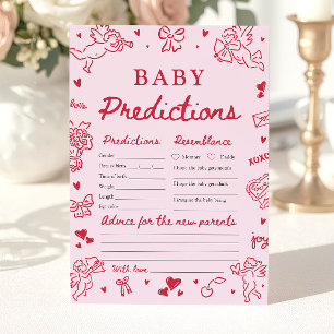 Pink Valentine Baby Prediction Baby Shower Game Invitation
