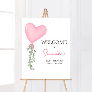 Pink Valentine Balloon Welcome Poster