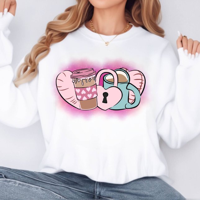Pink Valentine Coffee Mug Doodle Sweatshirt (Creator Uploaded)