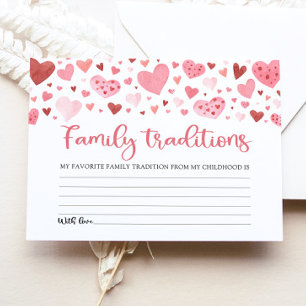 Pink Valentine Family Traditions Baby Shower Game Enclosure Card