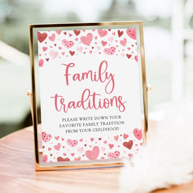 Pink Valentine Family Traditions Baby Shower Sign (Creator Uploaded)