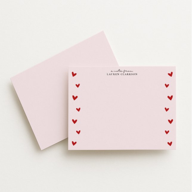 Pink Valentine Heart Border Note Card (Creator Uploaded)