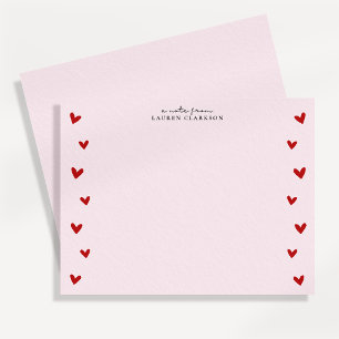 Pink Valentine Heart Border Note Card