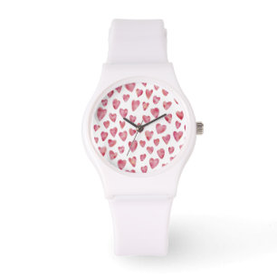 Pink Valentine Heart (Watercolor) Watch