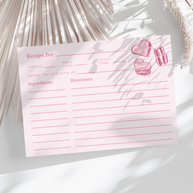 Pink Valentine Hearts Bridal Shower Recipe Card (Creator Uploaded)