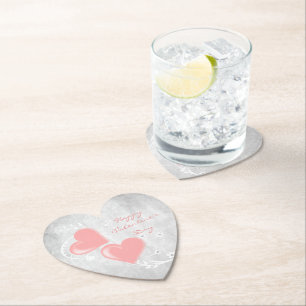 Pink Valentine Hearts Paper Coaster