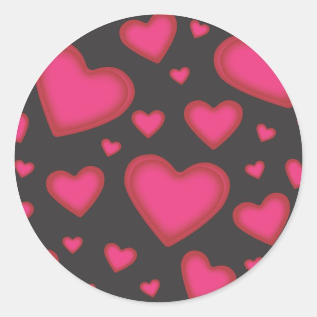 Pink Valentine Hearts Sticker (Front)